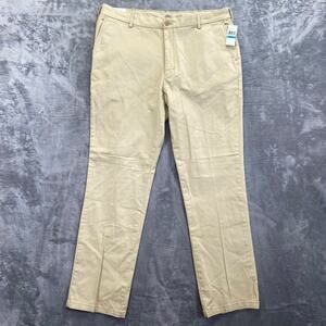 New IZOD Saltwater Straight Chino Men's 36x32 Pale Khaki Stretch